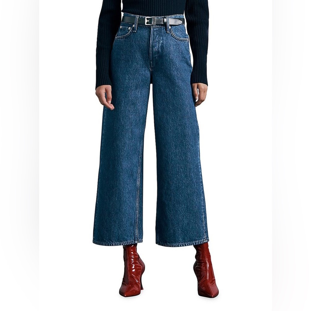 Rag & Bone Maya High Rise Ankle Wide Leg Bride Trail Blue Jeans Womens Size 28